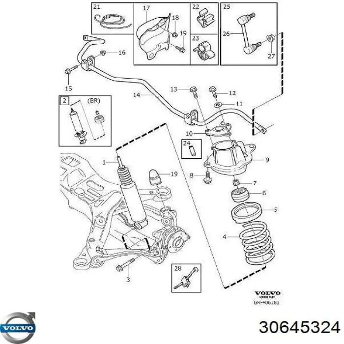 30645324 Volvo Пружина подвески задняя