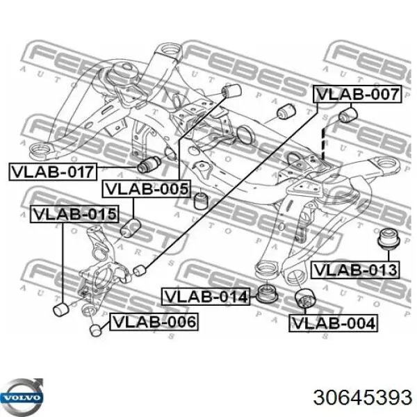 Купить 30645393 Volvo Сайлентблок задней балки