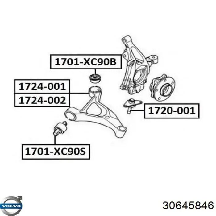 Купить 30645846 Volvo Нижний правый рычаг передней подвески
