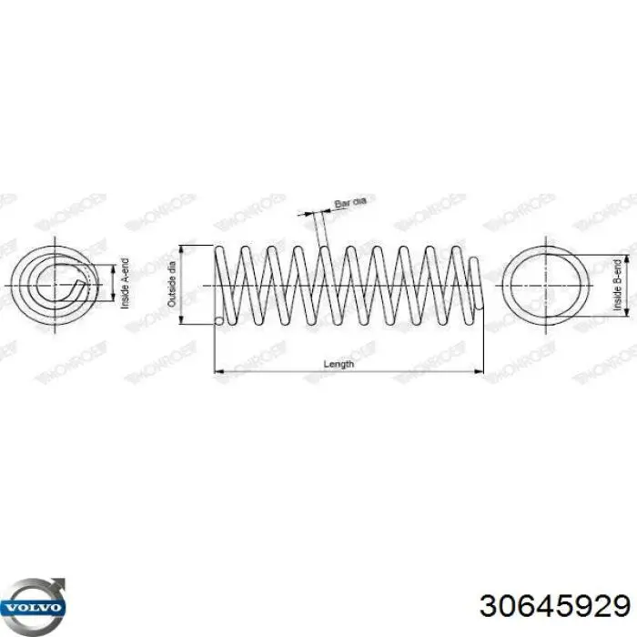 Купить 30645929 Volvo Пружина подвески