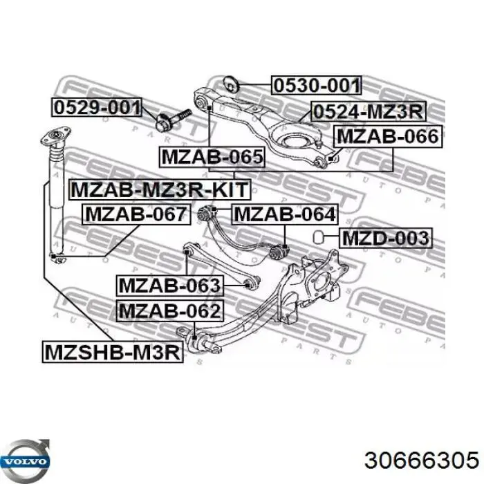 Балансир задний нижний Volvo 30666305 цена, от 65.03 USD