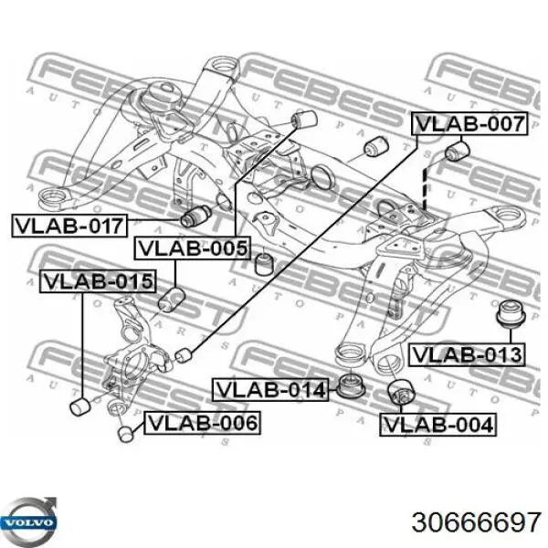 Купить 30666697 Volvo Сайлентблок задней балки