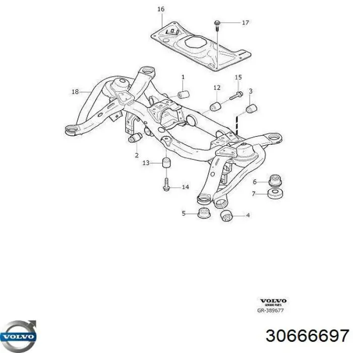 Сайлентблок заднего подрамника Volvo 30666697 цена, от 111.79 USD