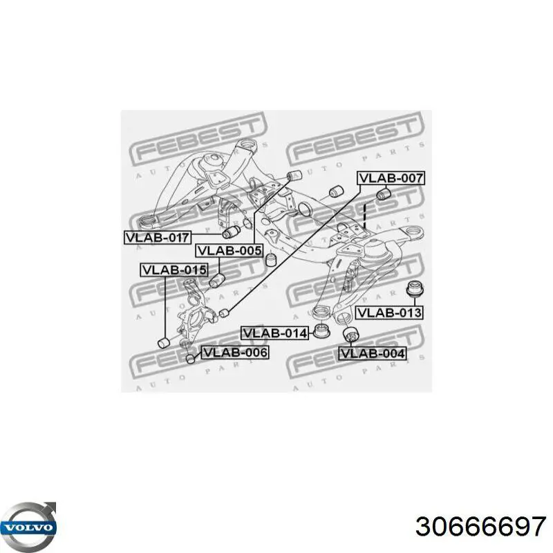 Сайлентблок задней балки 30666697 Volvo