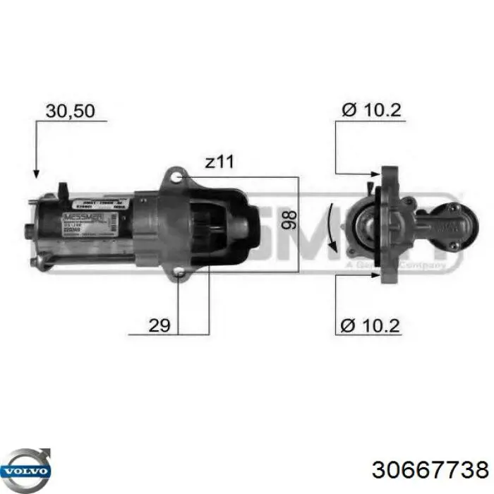 Стартер 30667738 Volvo