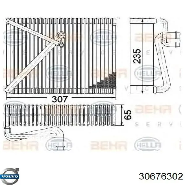 Радиатор испарителя кондиционера Volvo 30630696 цена, от 47.91 USD