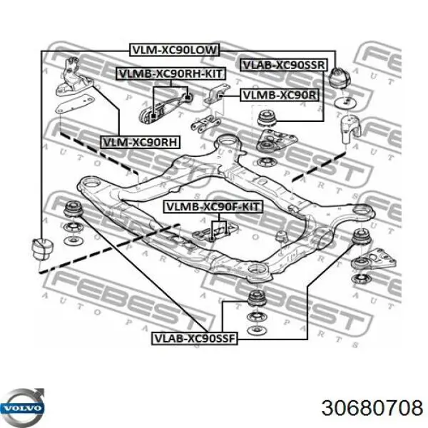 Подушка (опора) двигателя правая верхняя 30680708 Volvo