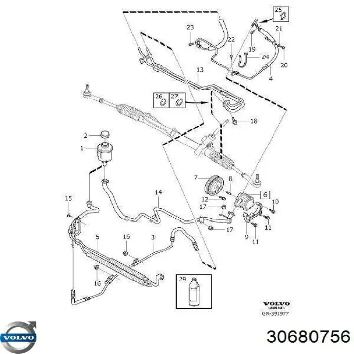 Tanque de bomba da Direção hidrâulica assistida para Volvo S80 II AS, AR