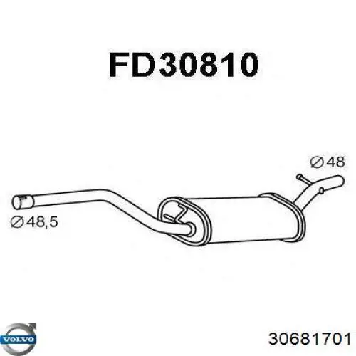 Глушитель, задняя часть 30681701 Volvo