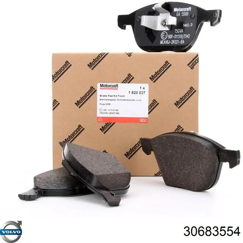 Передние тормозные колодки 30683554 Volvo