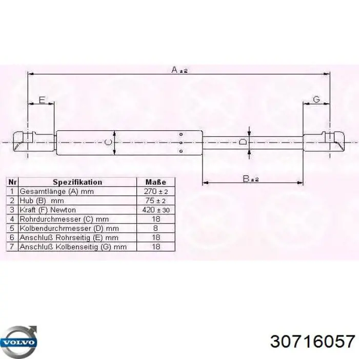Купить 30716057 Volvo Амортизатор двери багажника