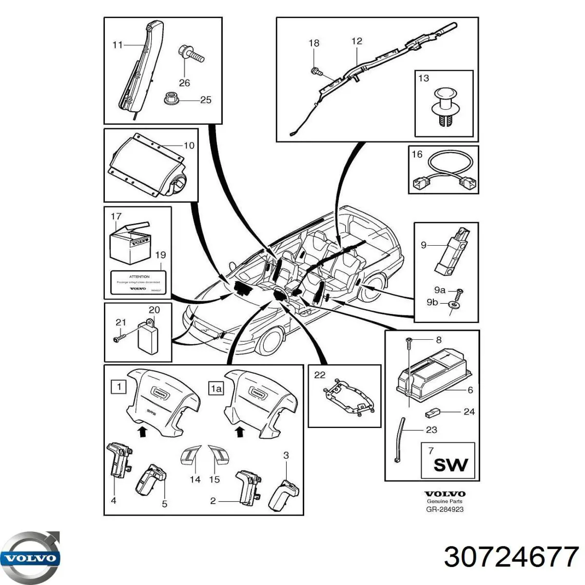 Датчик Эйрбэг передний Volvo 30724677 цена, от 10.20 USD