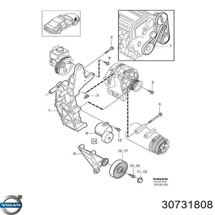 30731808 Volvo correia dos conjuntos de transmissão