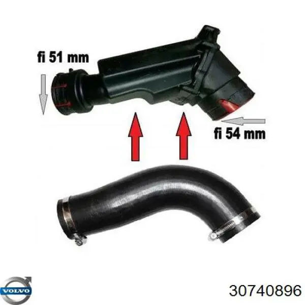 Шланг/патрубок интеркуллера Volvo 30740896 цена, от 107.10 USD