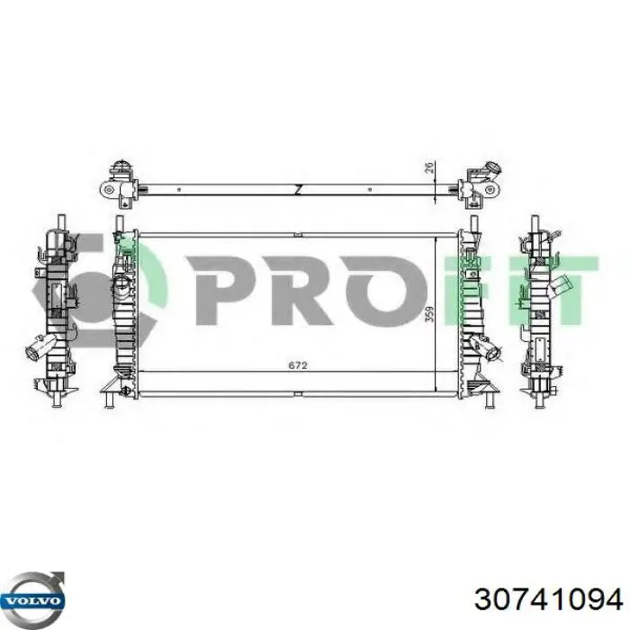 Купить 30741094 Volvo Радиатор водяной