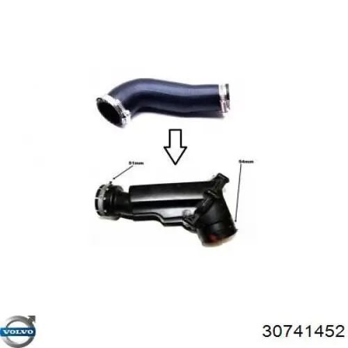 Патрубок интеркулера 30636843 Volvo