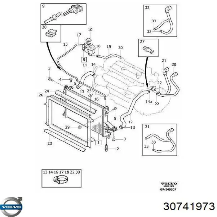 30741973 Volvo Tanque de expansão do sistema de esfriamento