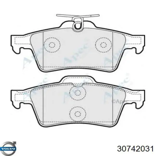Sapatas do freio traseiras de disco 30742031 Volvo