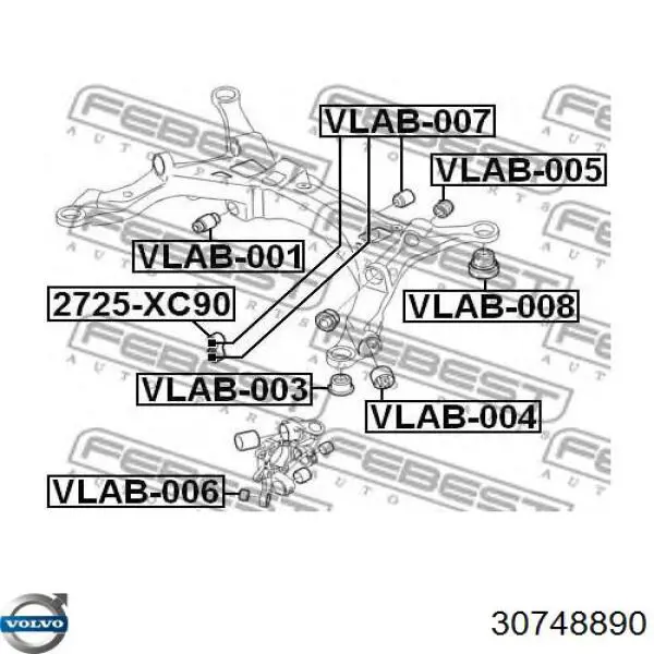 Сайлентблок цапфы задней 30748890 Volvo