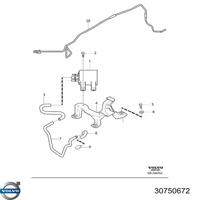 Клапан адсорбера топлива Volvo 30750672 цена, от 33.10 USD