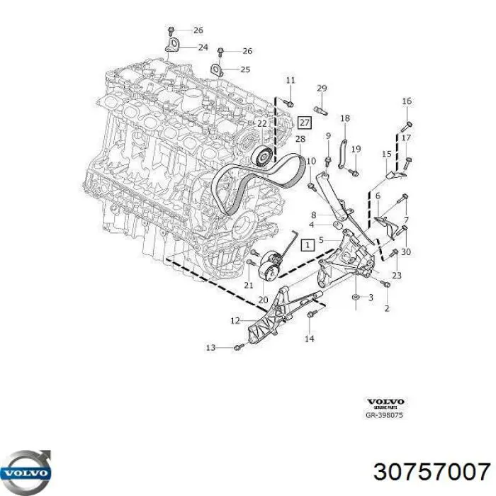 Клиновый ремень Volvo 30757007 цена, от 13.27 USD