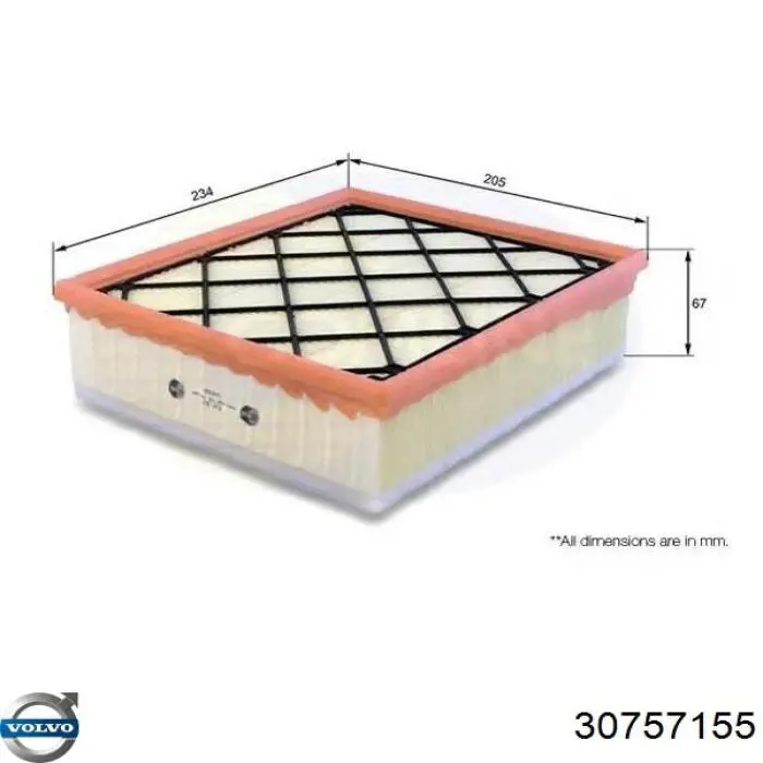 Купить 30757155 Volvo Автомобильный фильтр воздуха