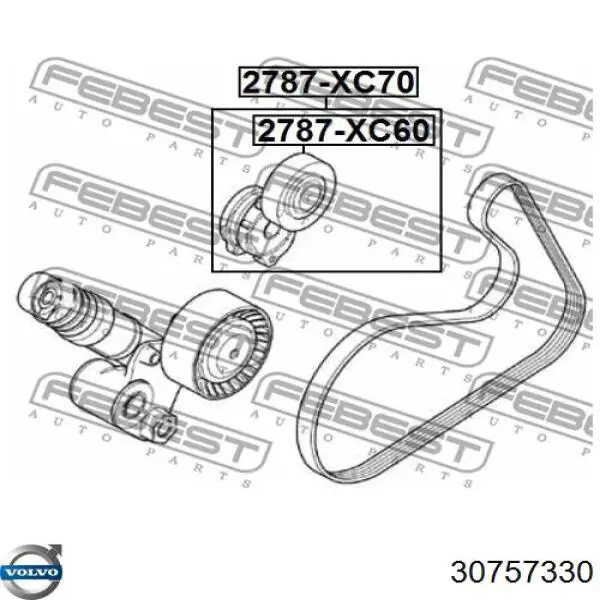 Роликовий модуль натяжителя ремня Volvo 30757330 цена, от 46.33 USD