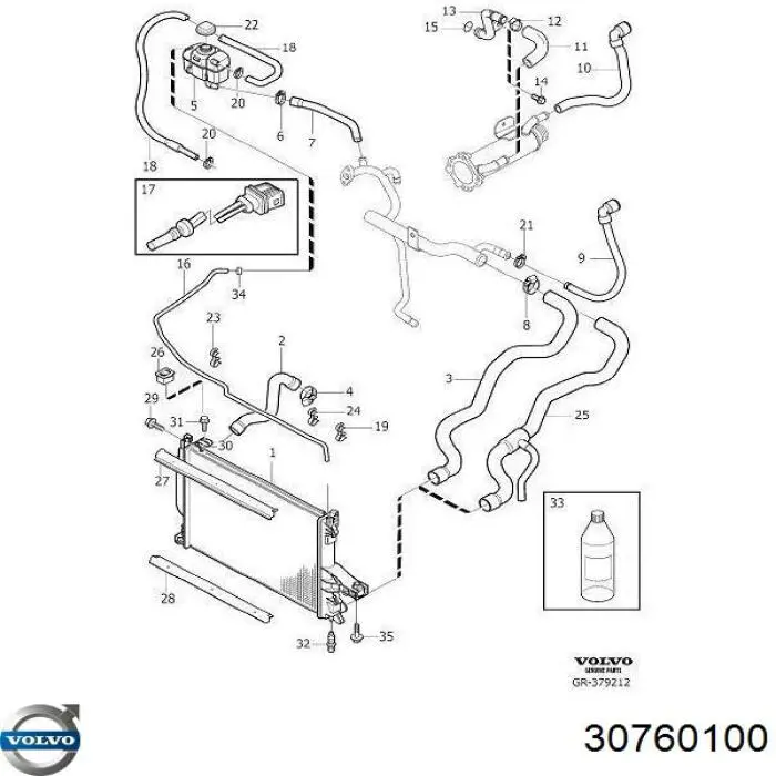 Купить 30760100 Volvo Водяной бачок системы охлаждения