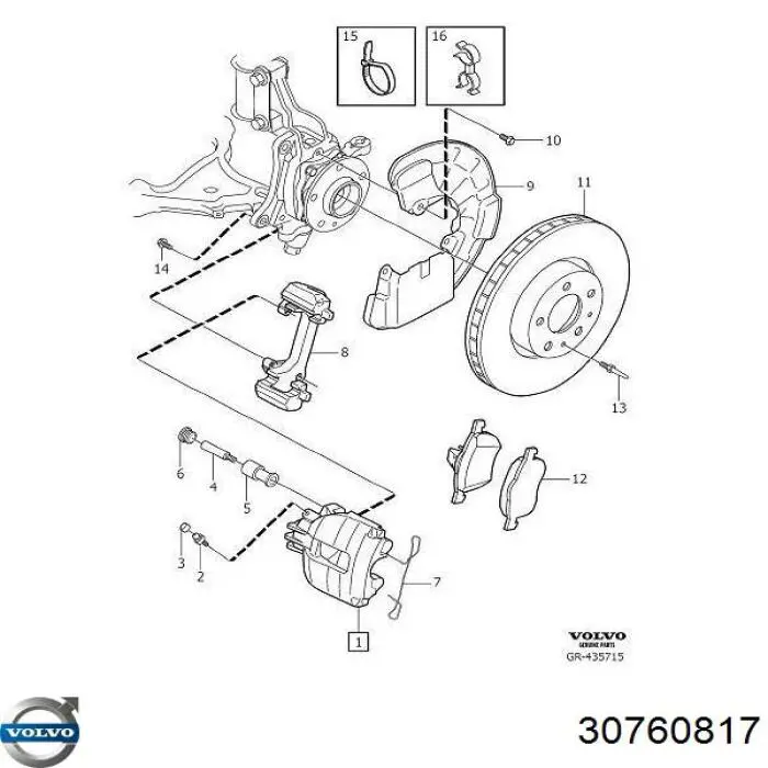 30760817 Volvo proteção do freio de disco dianteiro direito