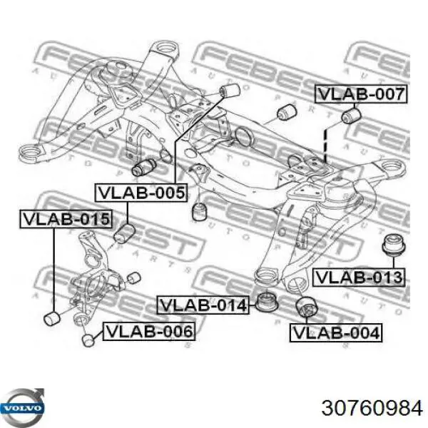 Сайлентблок заднего подрамника Volvo 30760984 цена, от 115.65 USD