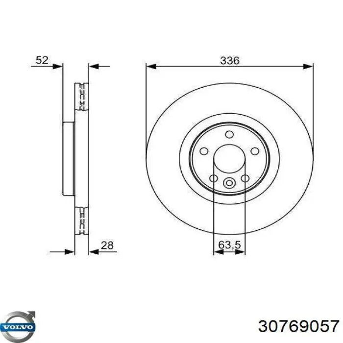 Передние тормозные диски 30769057 Volvo