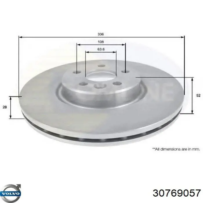 Передний тормозной диск Volvo 30769057