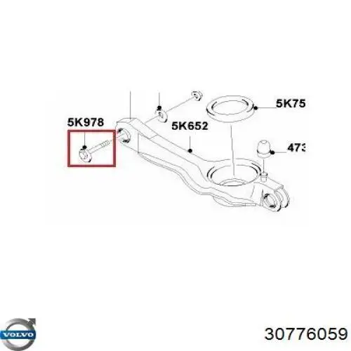 Болт крепления заднего нижнего рычага, внутренний 30776059 Volvo