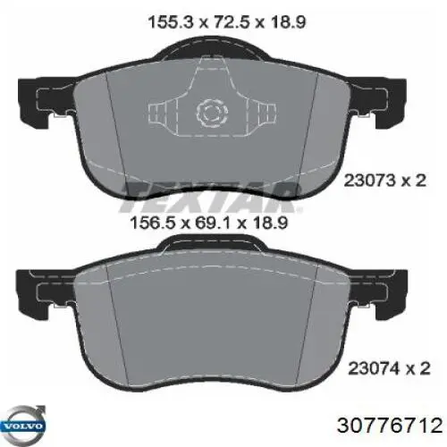 Купить 30776712 Volvo Колодки тормозные