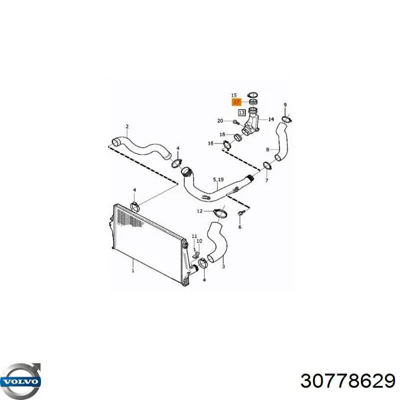30778629 Volvo Уплотнительное кольцо патрубка интеркуллера
