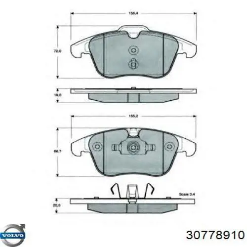 Колодки Volvo 30778910 цена, от 47.81 USD