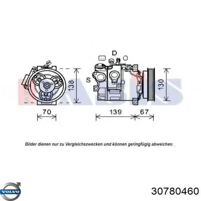 Компрессор системы кондиционирования Volvo 30780460 цена, от 327.94 USD