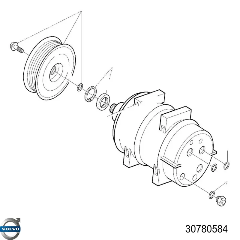 Шкив компрессора кондиционера Volvo 30780584 цена, от 465.65 USD