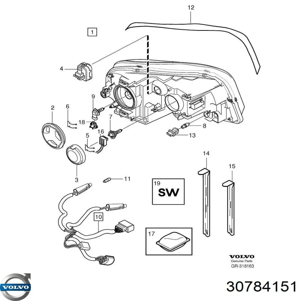 30784151 Volvo Фара