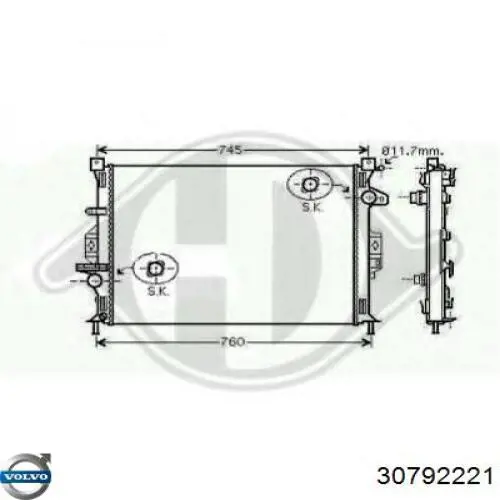 Радиатор охлаждения двигателя Volvo 30792221 цена, от 76.03 USD