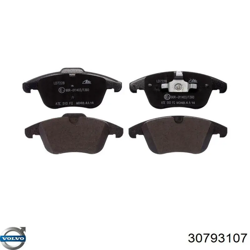 Передние тормозные колодки 30793107 Volvo