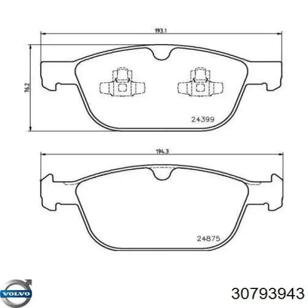 Колодки Volvo 30793943 цена, от 50.51 USD