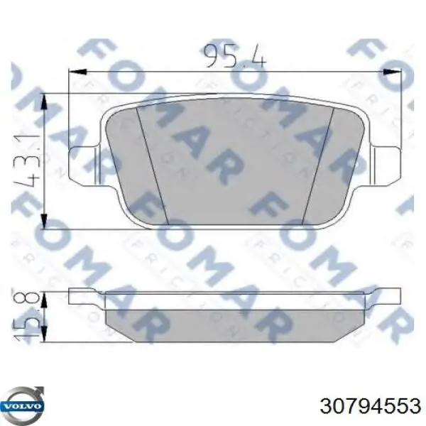 Колодки гальмові задні, дискові 30794553 Volvo