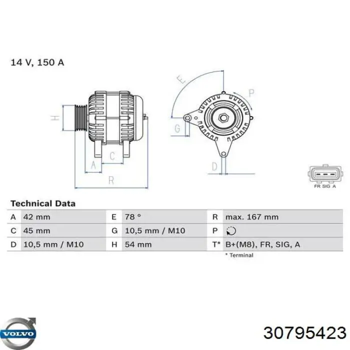 Купить 30795423 Volvo Генератор