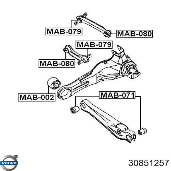 Сайлентблок заднего продольного рычага, передний Volvo 30851257 цена, от 12.53 USD