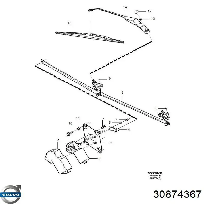 Мотор стеклоочистителя лобового стекла 30874367 Volvo