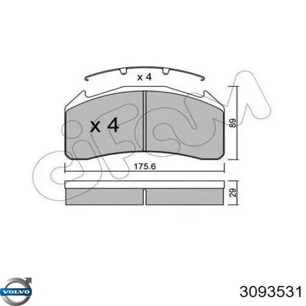 Колодки дисковые  Volvo 3093531 цена, от 149.68 USD
