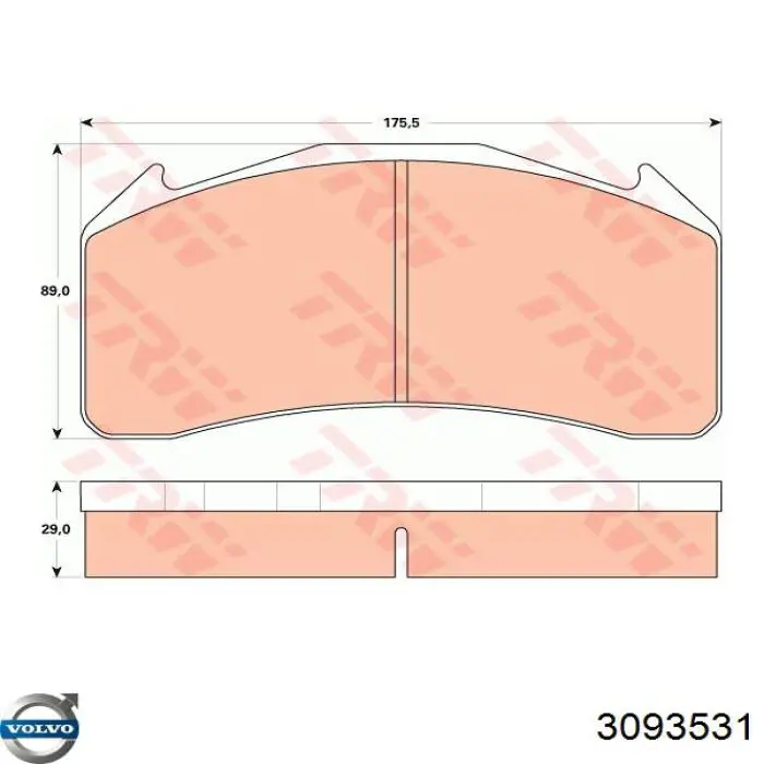 Купить 3093531 Volvo Колодки тормозные задние, дисковые