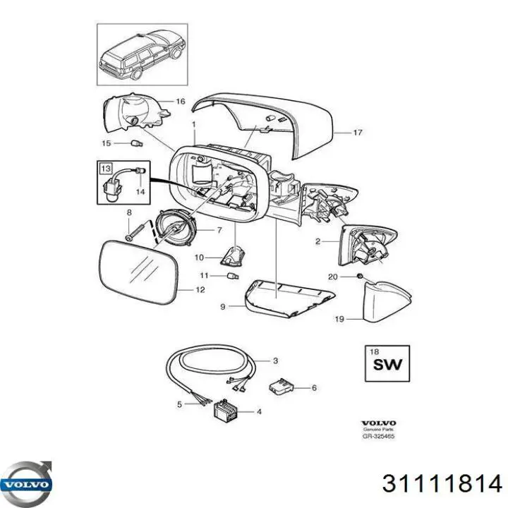 Указатель поворота зеркала, правый Volvo 31111814 цена, от 21.86 USD