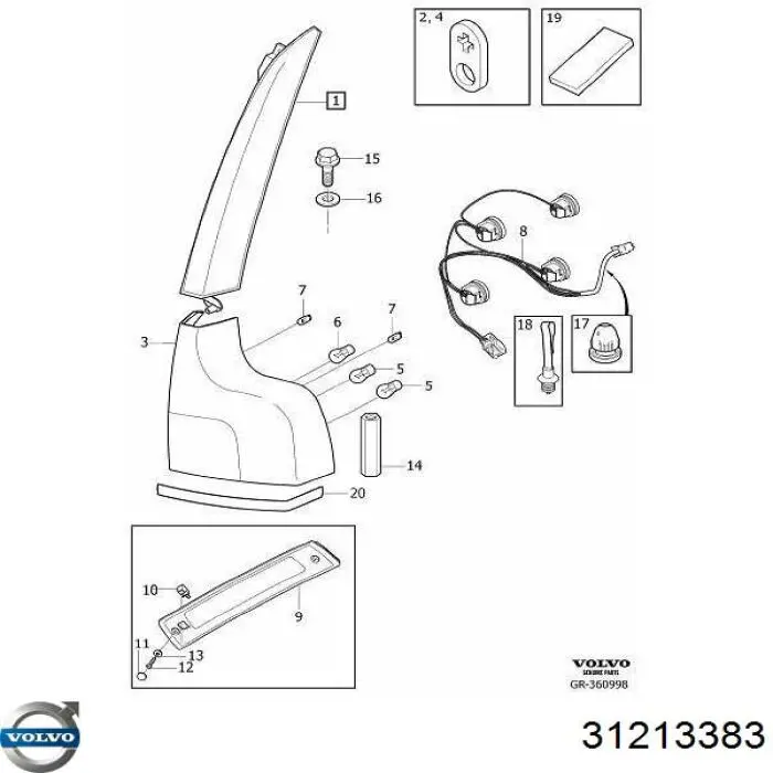 Фонарь сигнала торможения Volvo 31213383 цена, от 2.54 USD